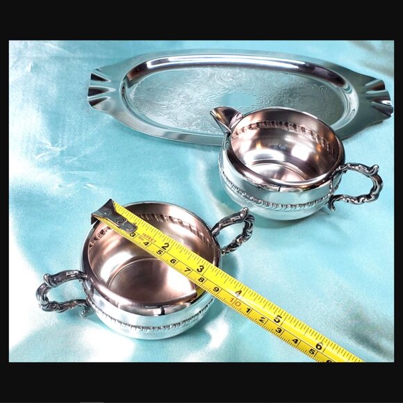 Viking Plate Silver Creamer, Sugar Bowl & Tray Set - Canadian Made - Picture 7 of 11